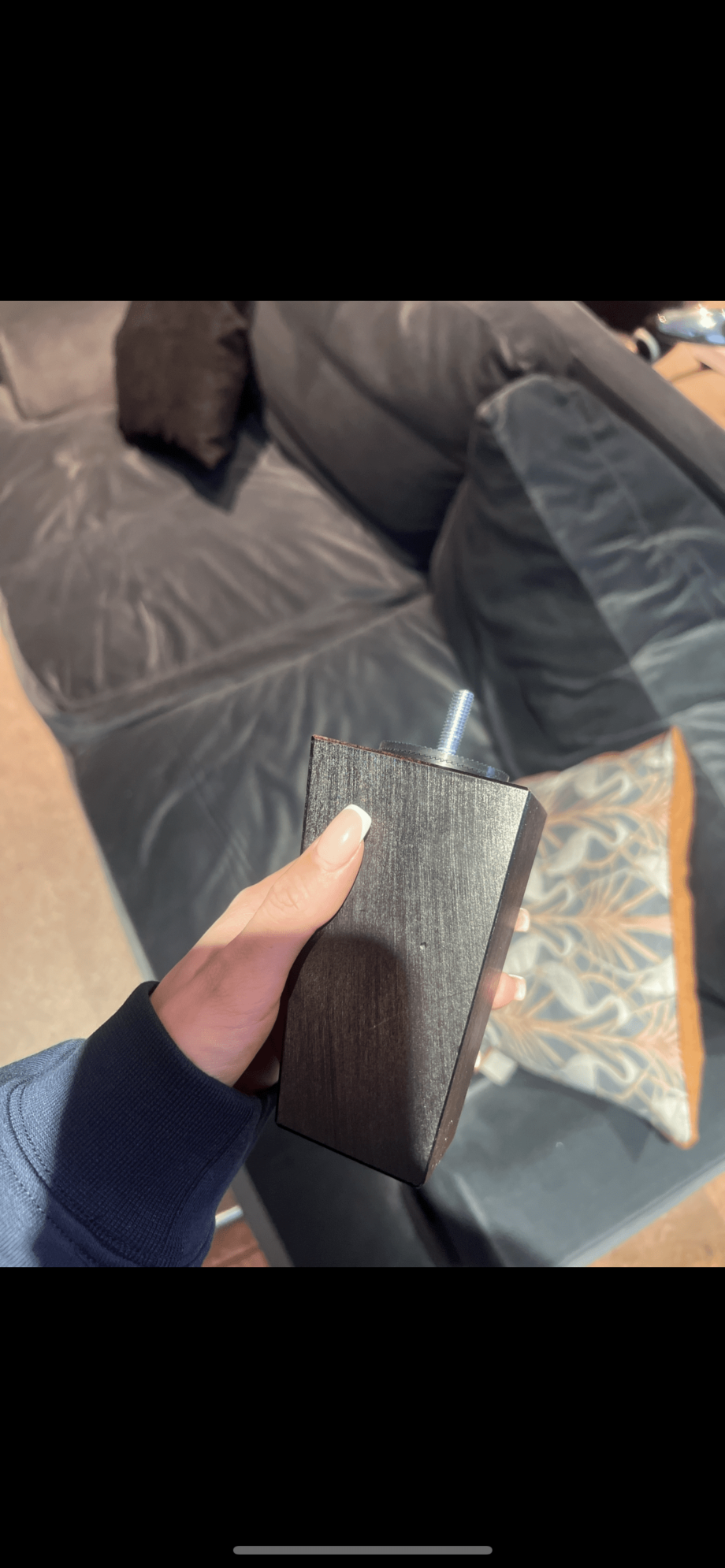 Luxury Custom Navy 2.5 seat sofa in Armour smart velvet