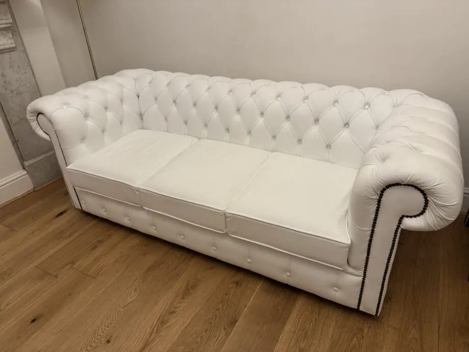 Designer Sofa Bed - Sofas4u Chesterfield Handmade 3 Seat Genuine Leather Sofa - Snow white colour