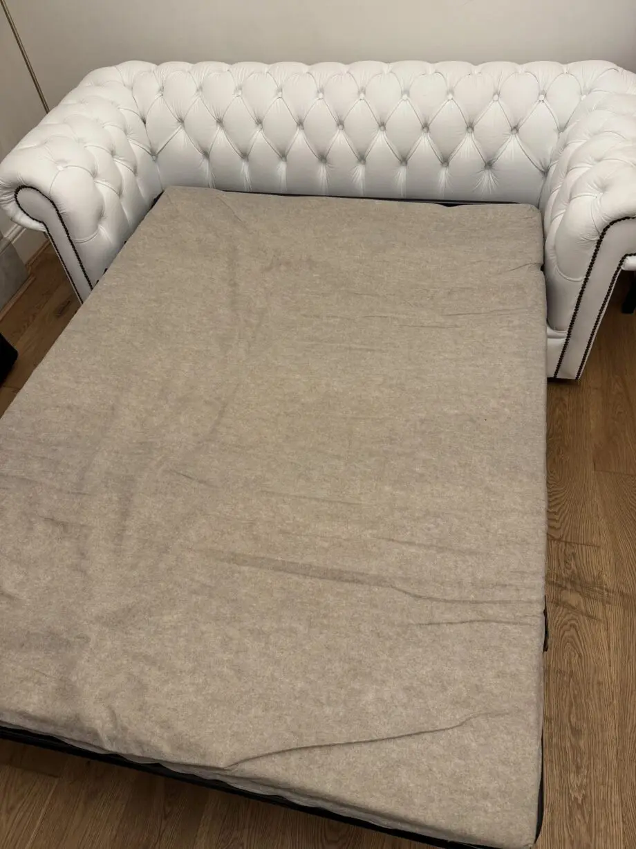 Designer Sofa Bed - Sofas4u Chesterfield Handmade 3 Seat Genuine Leather Sofa - Snow white colour