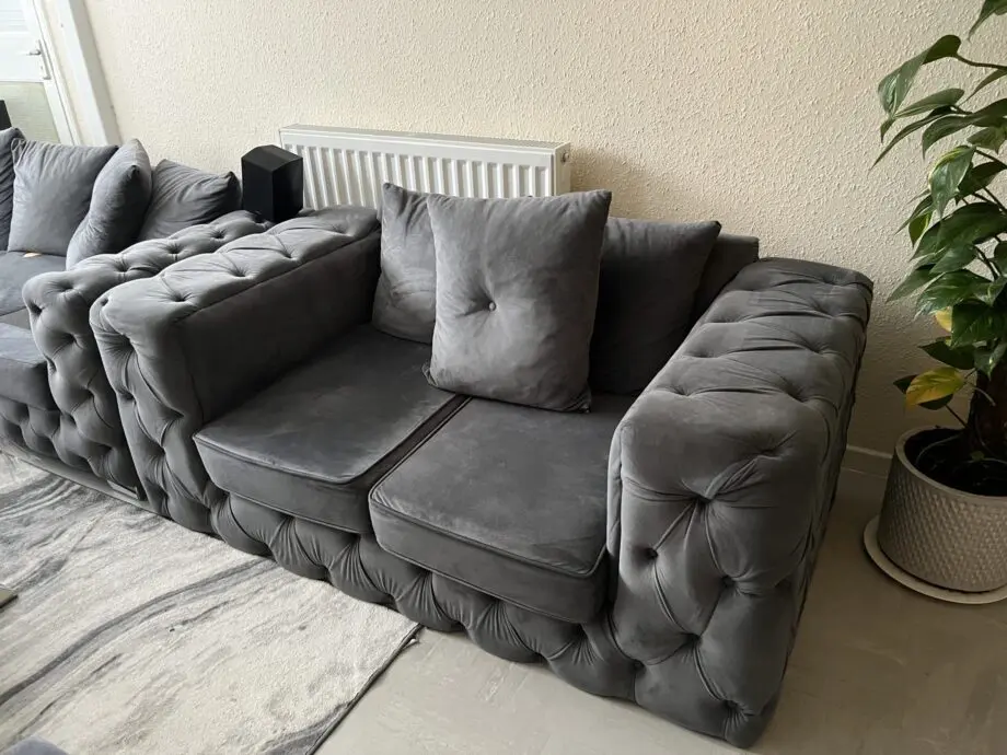 Modern Grey corner sofa 5 + 2 seater plus footstool