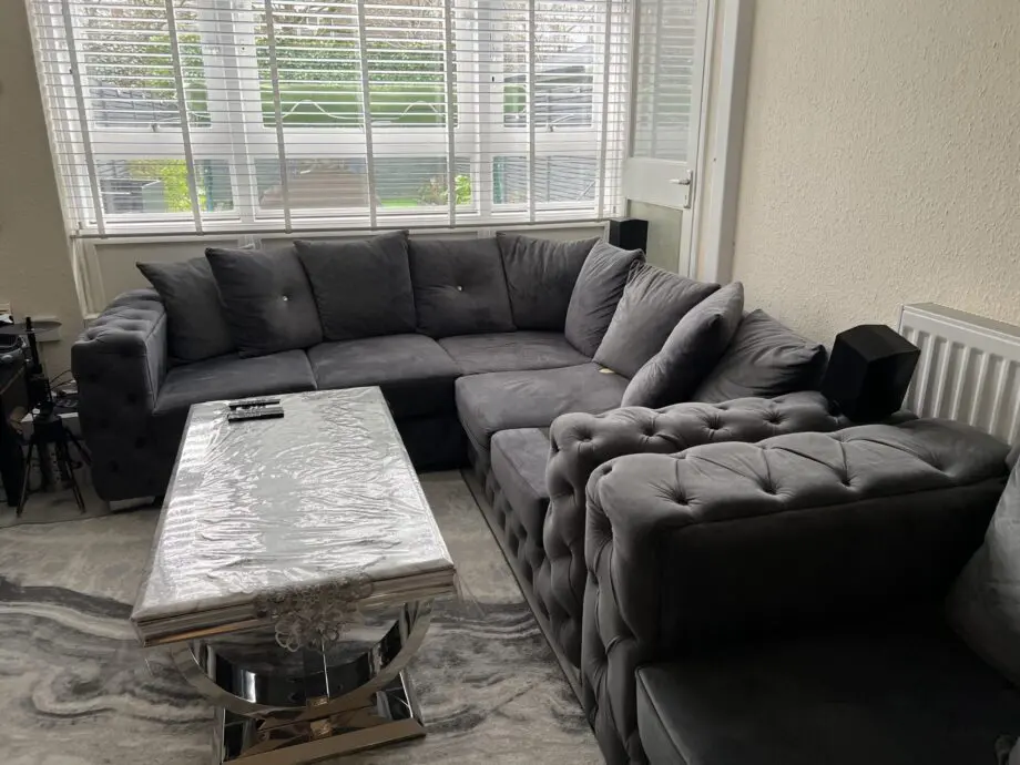 Modern Grey corner sofa 5 + 2 seater plus footstool