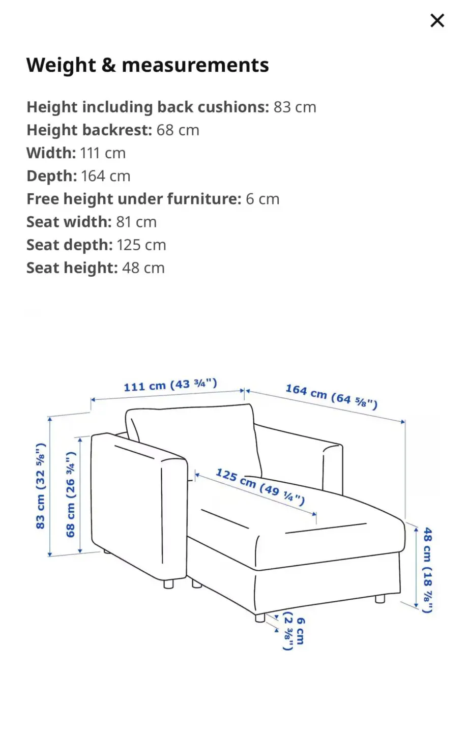 Ikea cream ottoman chaise sofa