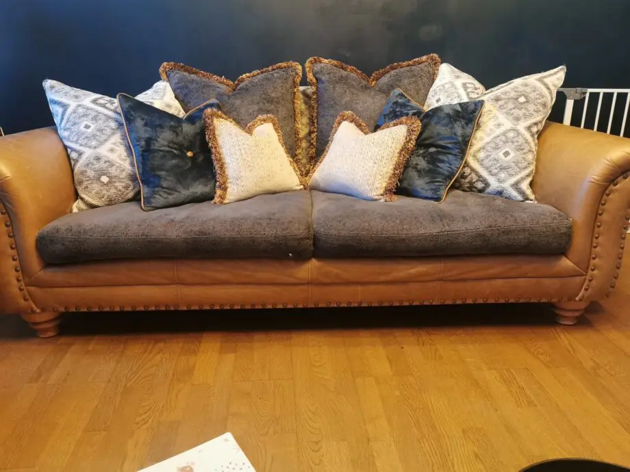 Sofology Marrakech 3 large seat sofa, fabric and Italian leather.