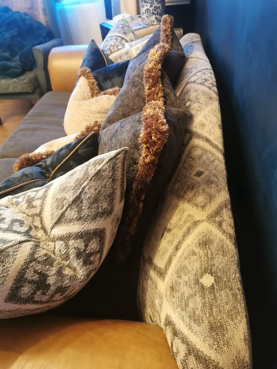 Sofology Marrakech 3 large seat sofa, fabric and Italian leather.