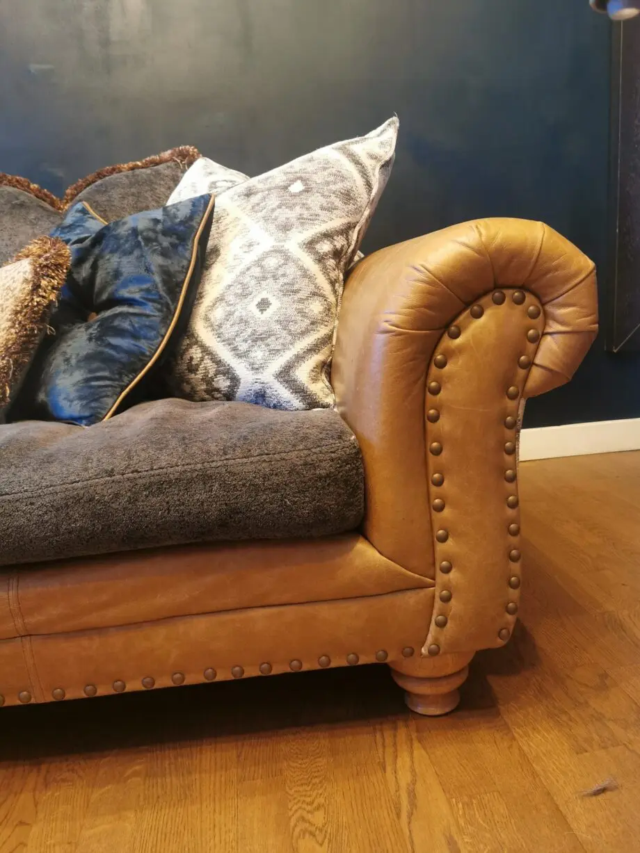 Sofology Marrakech 3 large seat sofa, fabric and Italian leather.