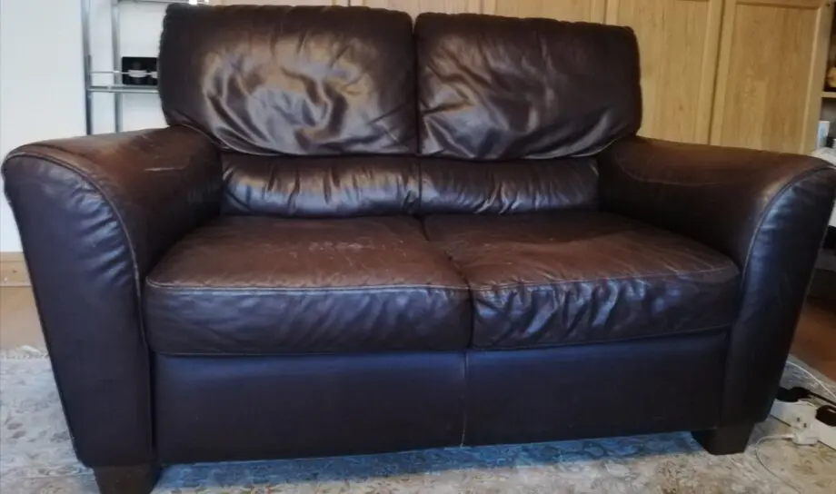 2 seater sofa dark brown leather.