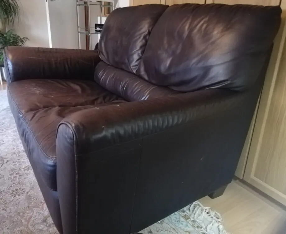 2 seater sofa dark brown leather.