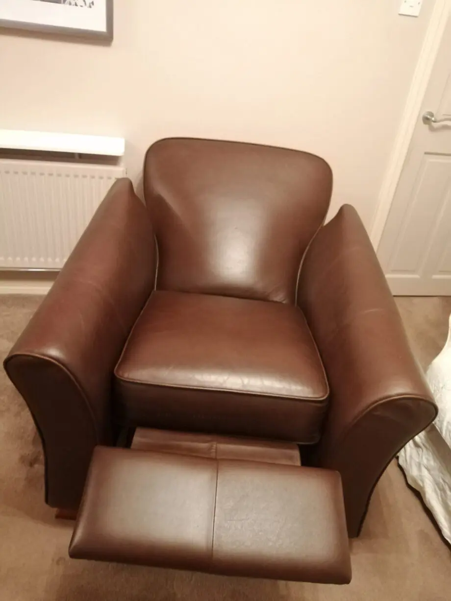 M&S dark brown leather recliner