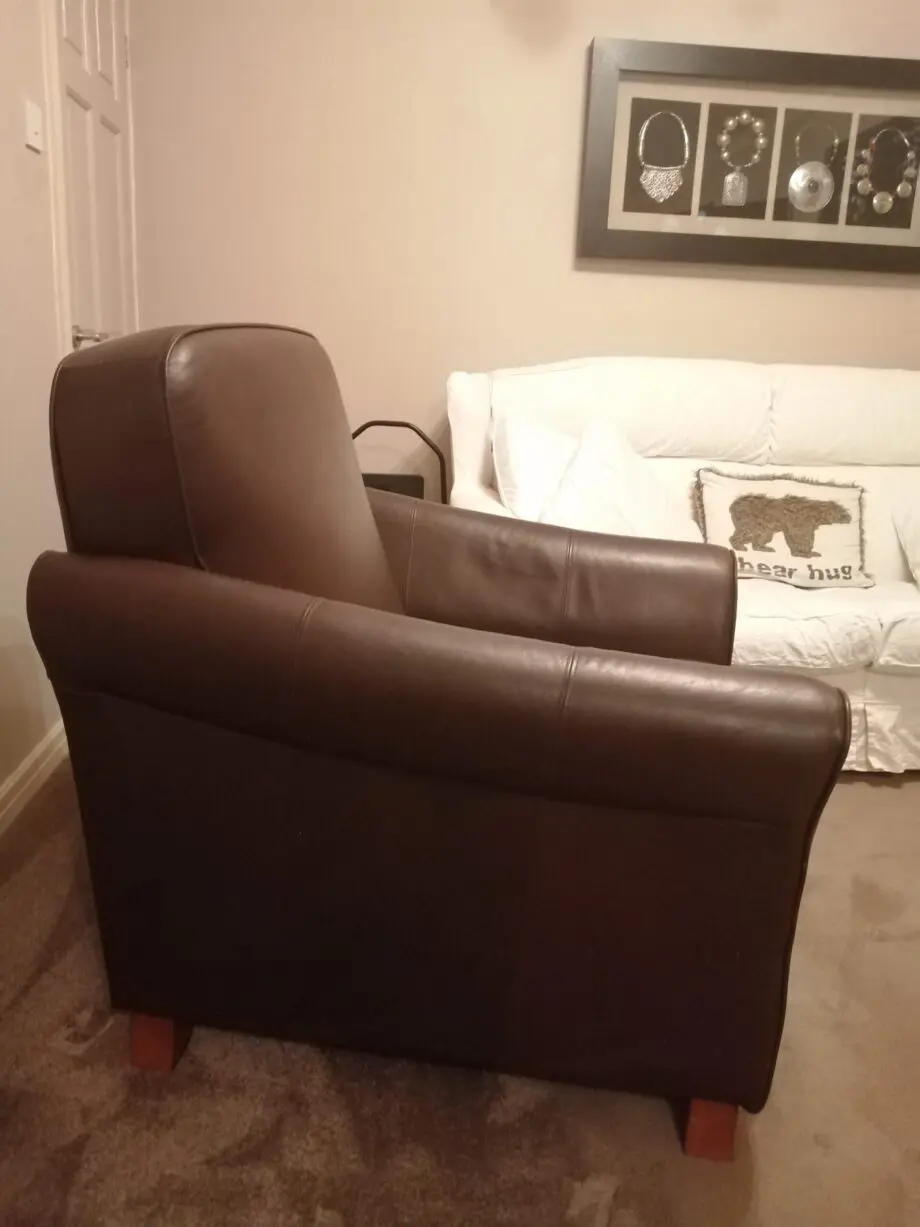 M&S dark brown leather recliner