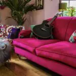 Raj Bright Pink Sofa & Foot Stool