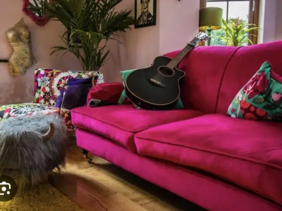 Raj Bright Pink Sofa & Foot Stool