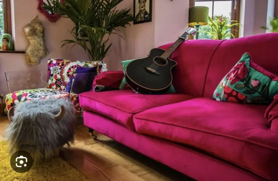 Raj Bright Pink Sofa & Foot Stool