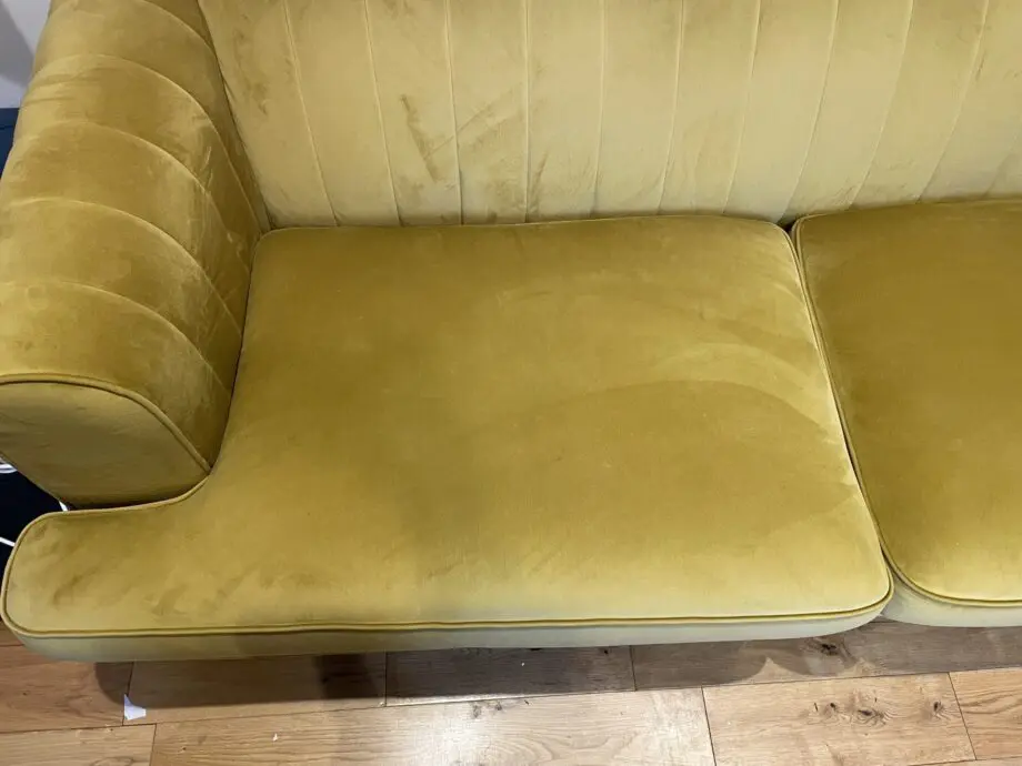 Mustard yellow DFS enchanted 4 seater sofa in velvet