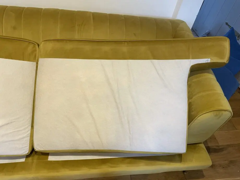Mustard yellow DFS enchanted 4 seater sofa in velvet