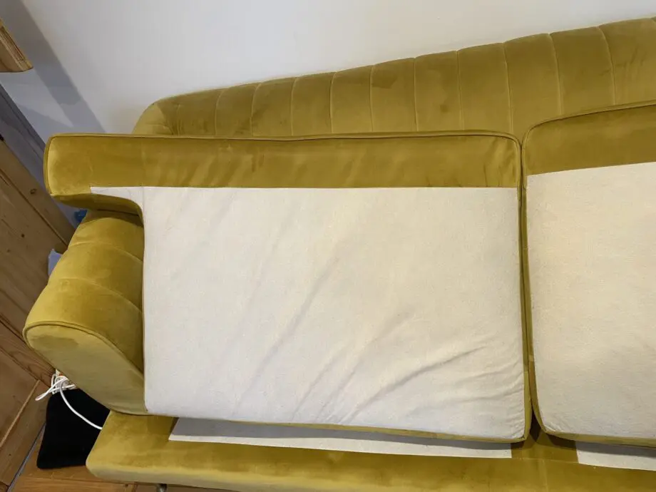 Mustard yellow DFS enchanted 4 seater sofa in velvet