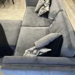 Sofology Titan 4 Seater Sofa with Pouffe - Grey velet and Gold details