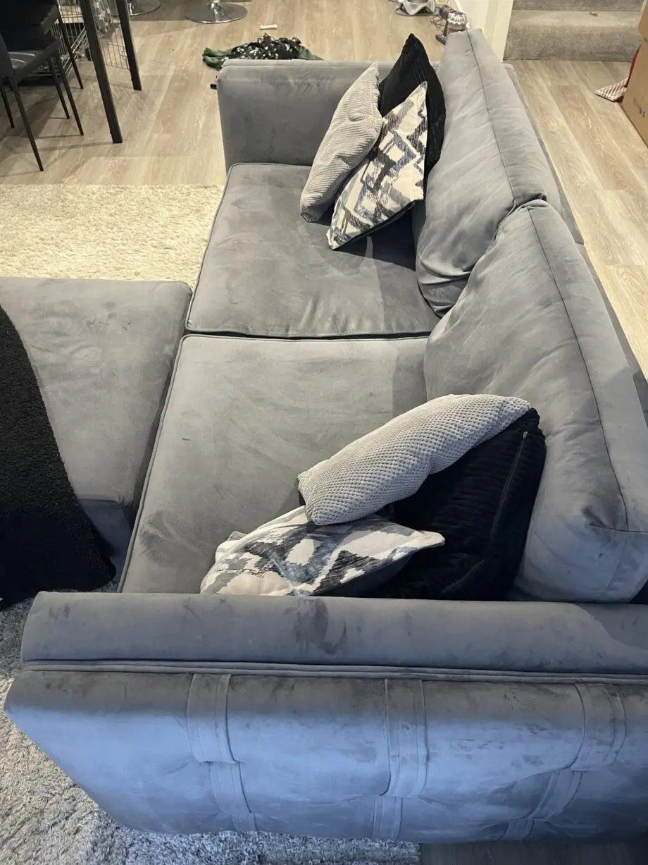 Sofology Titan 4 Seater Sofa with Pouffe - Grey velet and Gold details