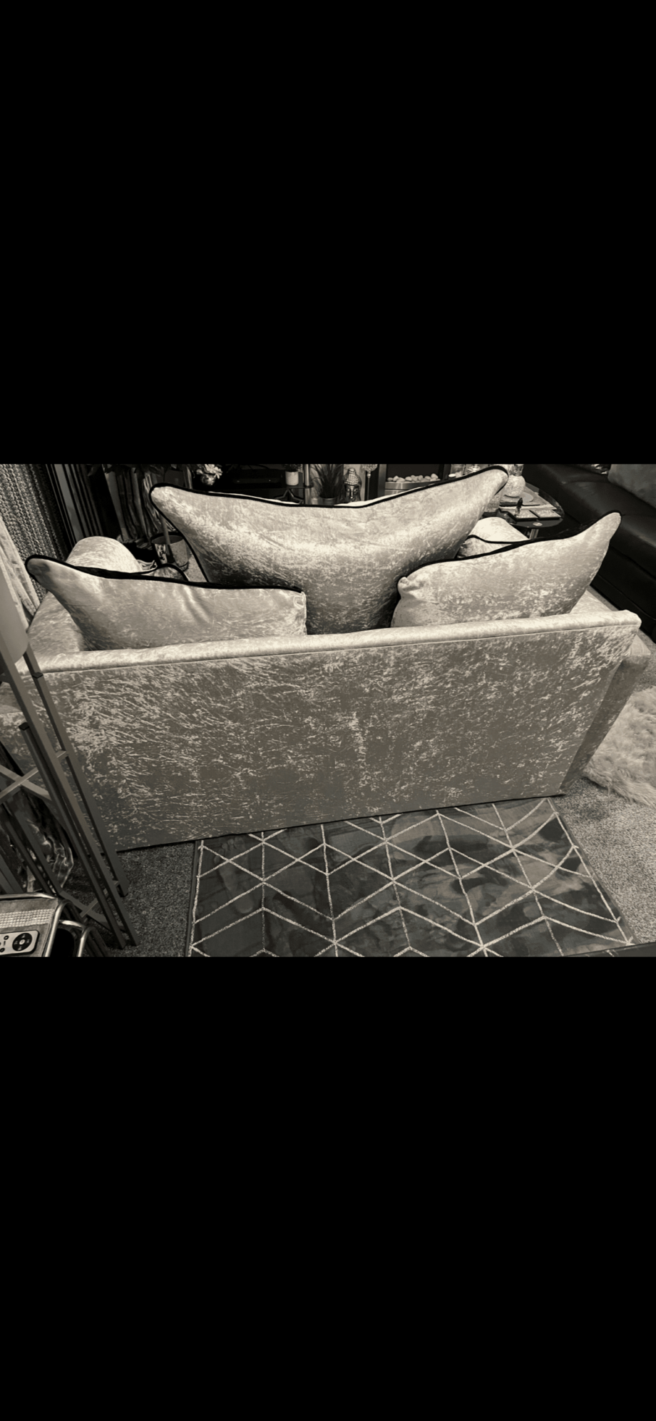 Silver crushed velvet 2 seater sofa