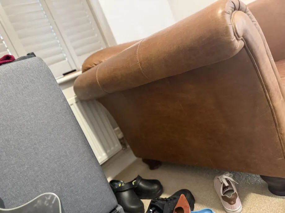 Real leather brown armchair