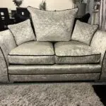 Silver crushed velvet 2 seater sofa