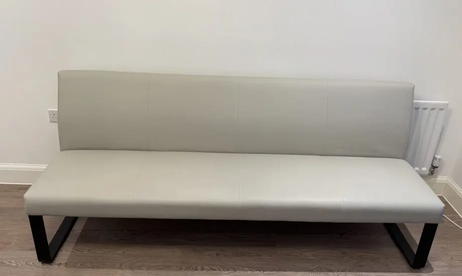 Loop 7 Seater Light Grey Faux Leather & Black Leg Right Hand Corner Bench