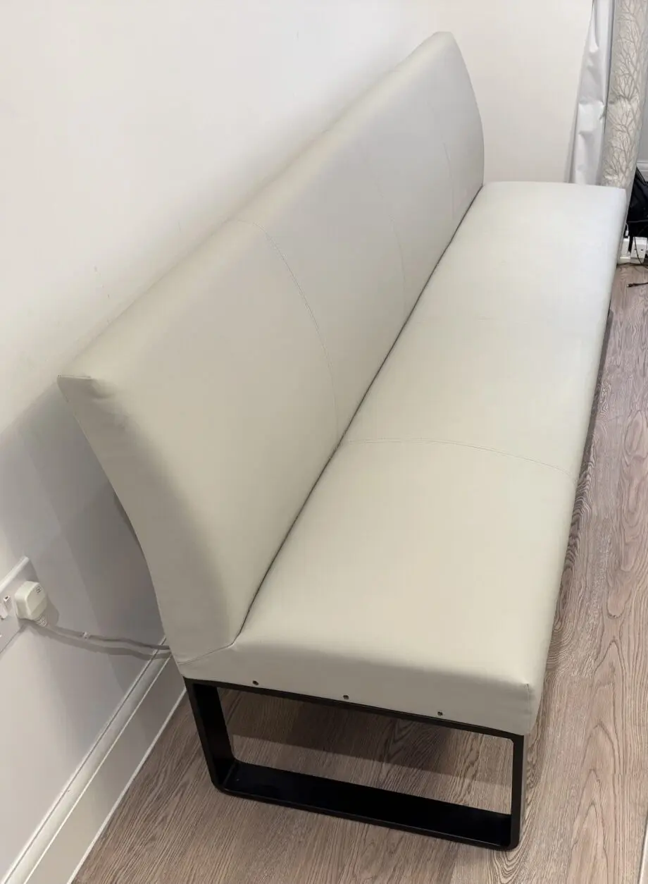 Loop 7 Seater Light Grey Faux Leather & Black Leg Right Hand Corner Bench