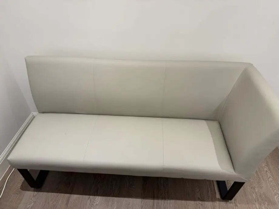 Loop 7 Seater Light Grey Faux Leather & Black Leg Right Hand Corner Bench