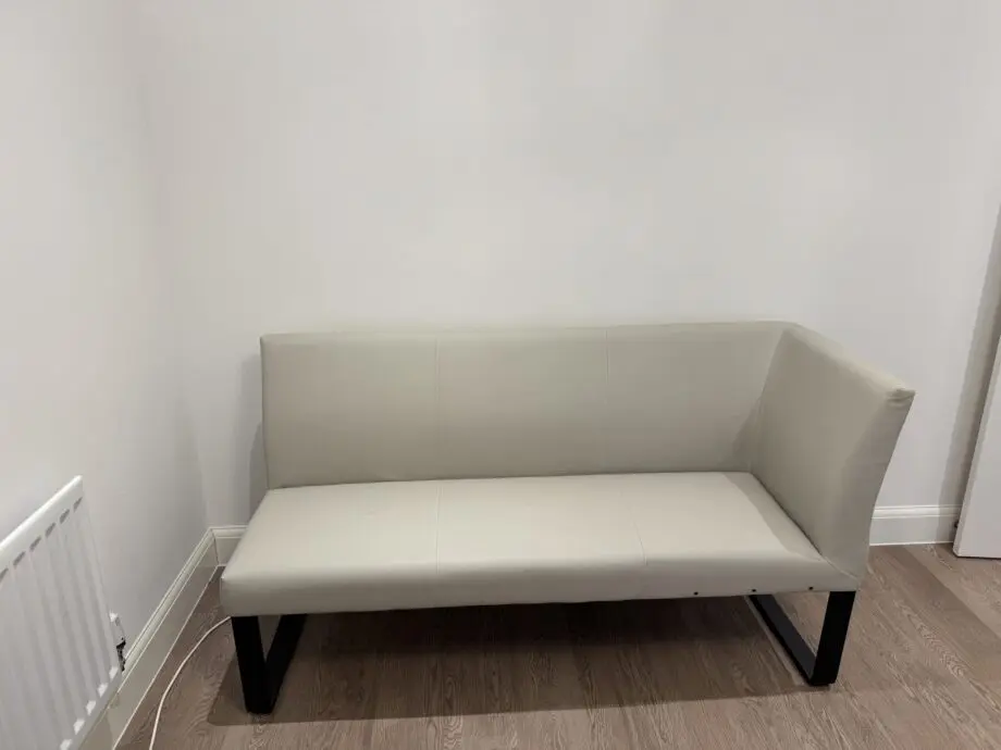Loop 7 Seater Light Grey Faux Leather & Black Leg Right Hand Corner Bench
