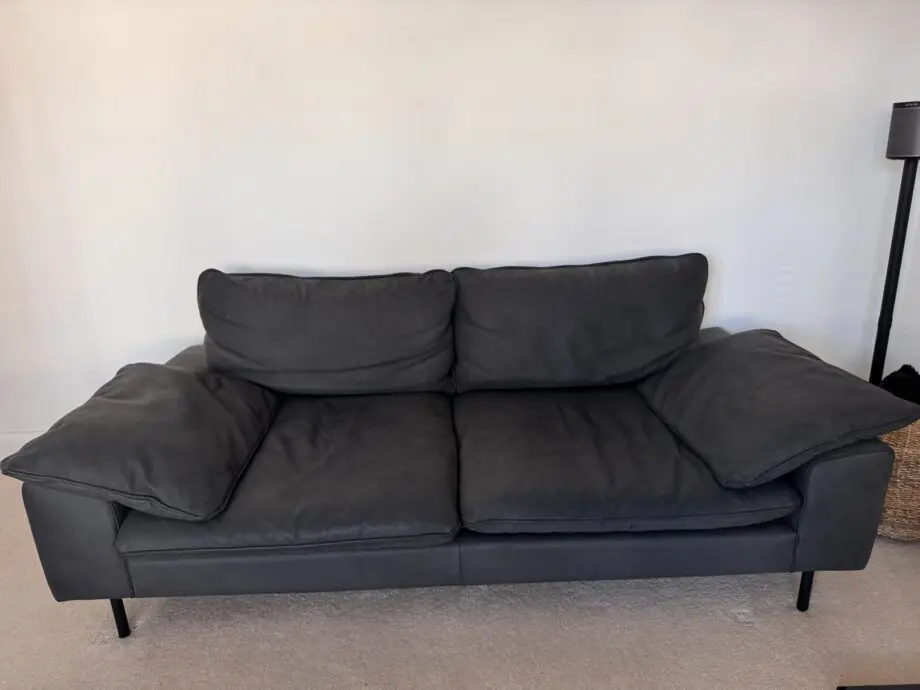 2 Seater & 3 Seater Falllyn Charcoal Leather Sofa Set