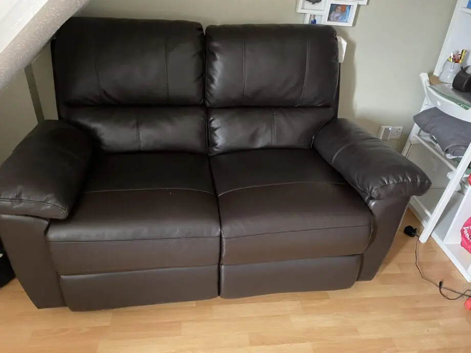 Argos faux leather brown recliner 2 seater sofs