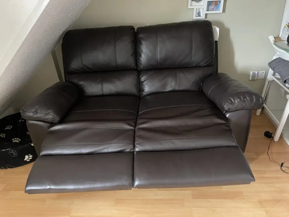 Argos faux leather brown recliner 2 seater sofs