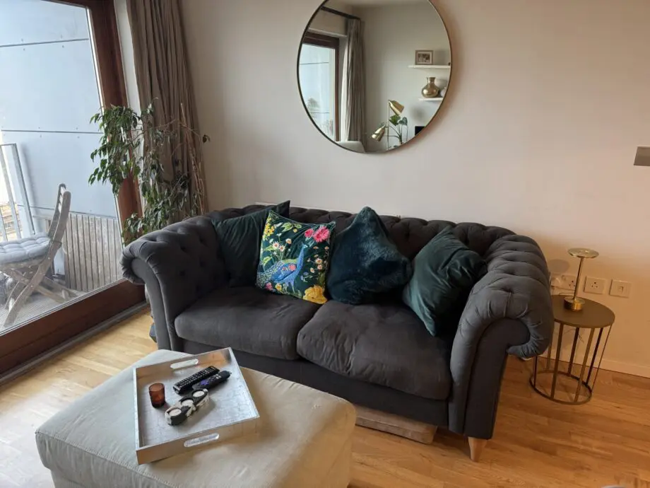 John Lewis chesterfield style charcoal grey fabric