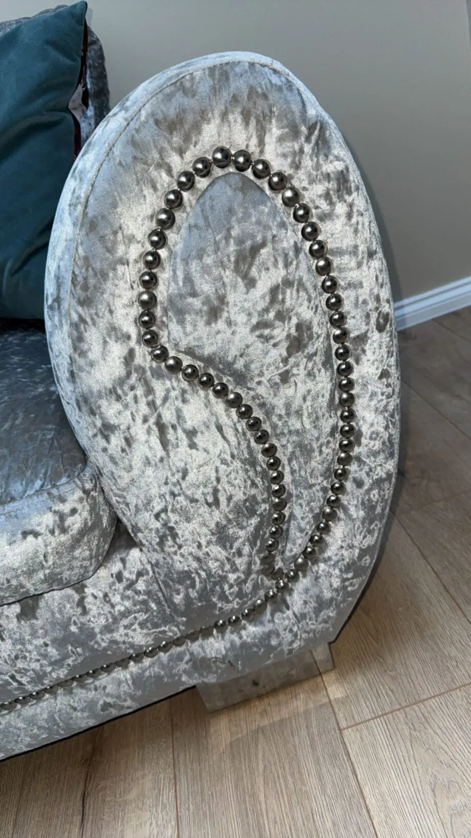 Grey Crushed Velvet Sofa Set