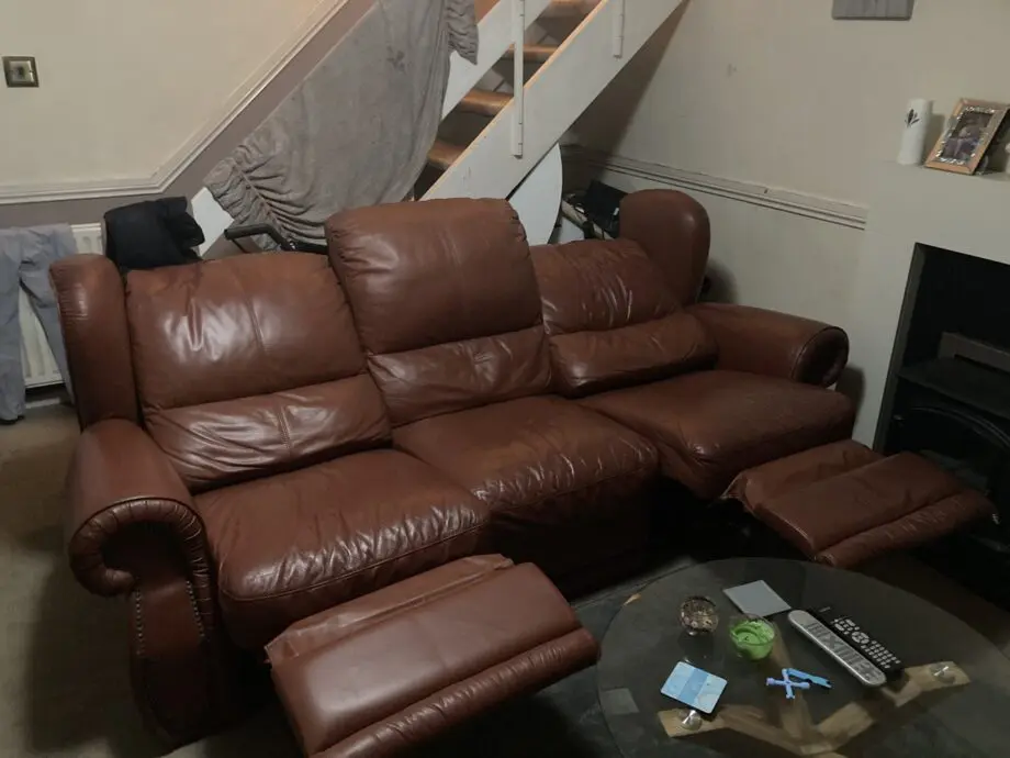 Leather reclining sofa