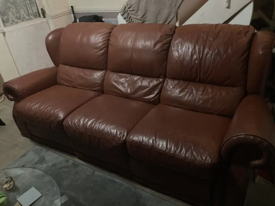 Leather reclining sofa