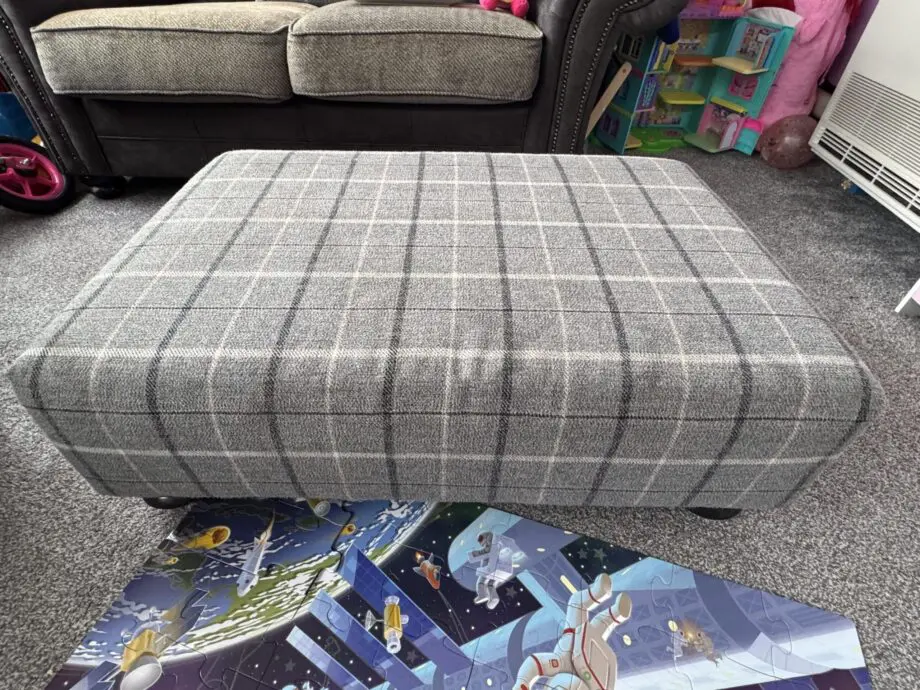 Fab Furniture Marshall, 2 seater scatter back sofa, 1 armchair and 1 foot stall, grey
