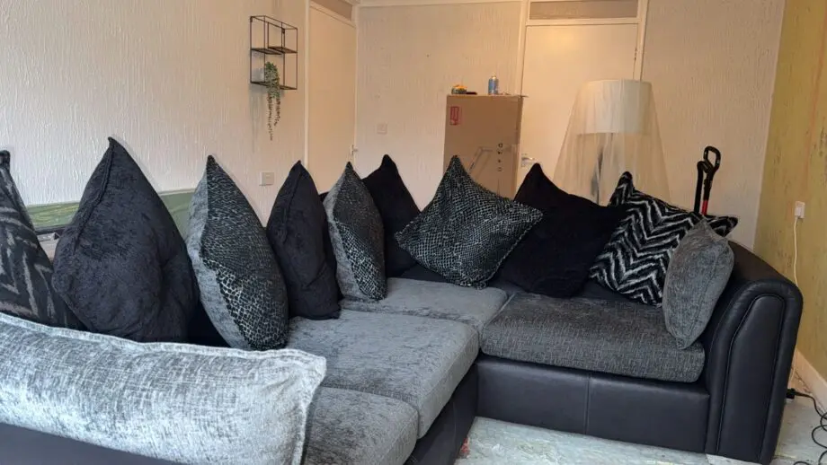 Left hand corner sofa grey and black