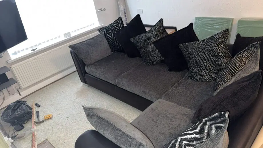 Left hand corner sofa grey and black