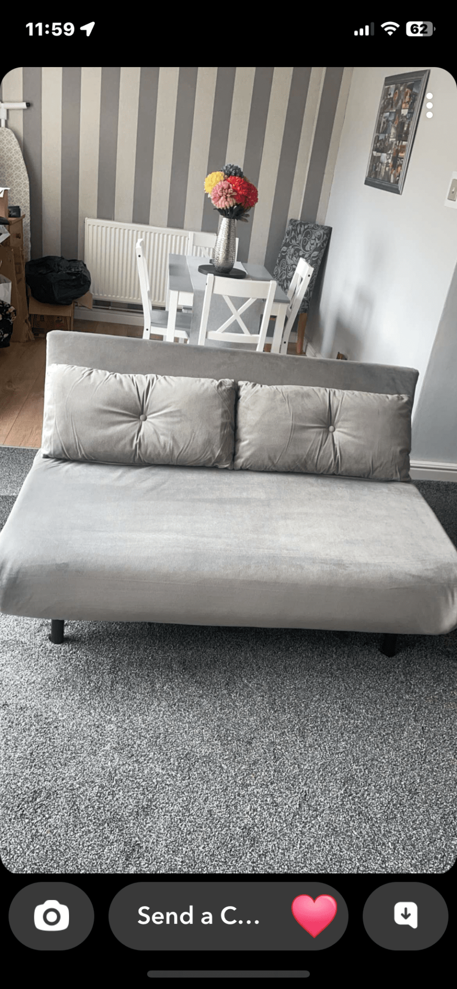 Phoebe grey velvet double sofa bed