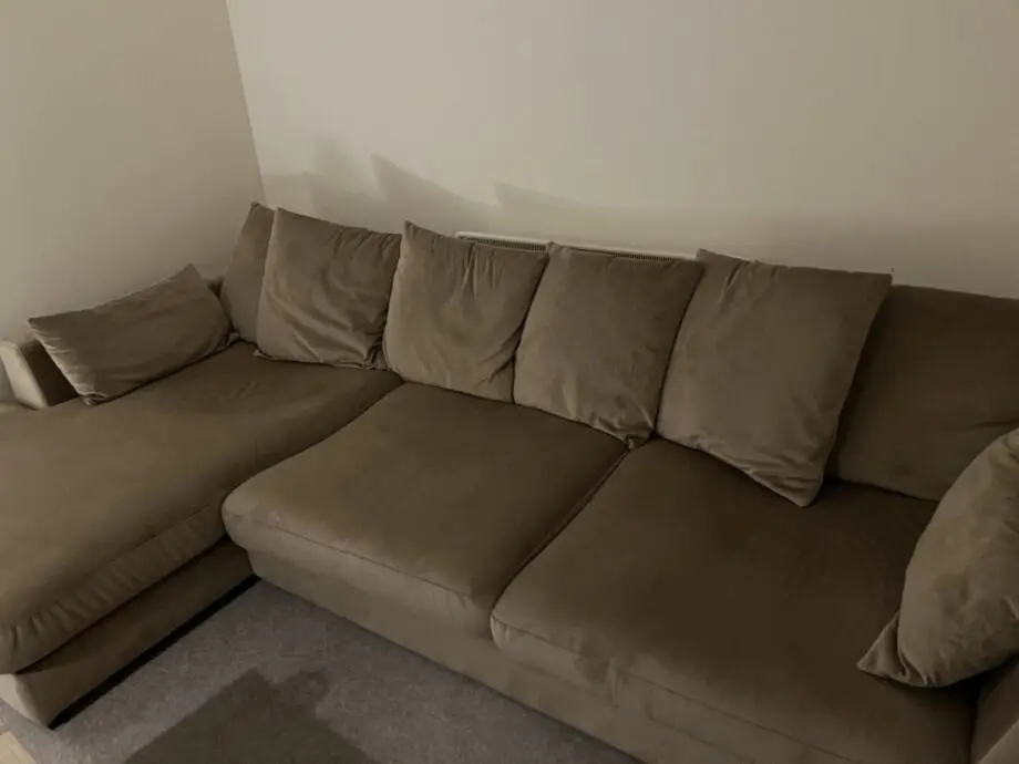 Velvet Pillow Back, Right Hand Facing, Large Chaise End Sofa ***Only 7 Months Old**