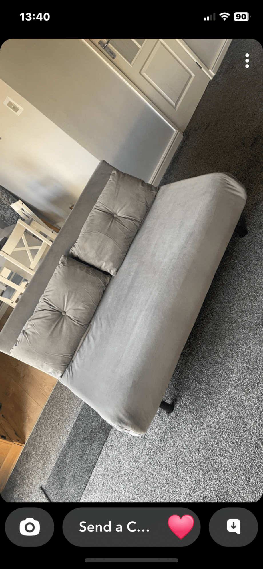 Phoebe grey velvet double sofa bed
