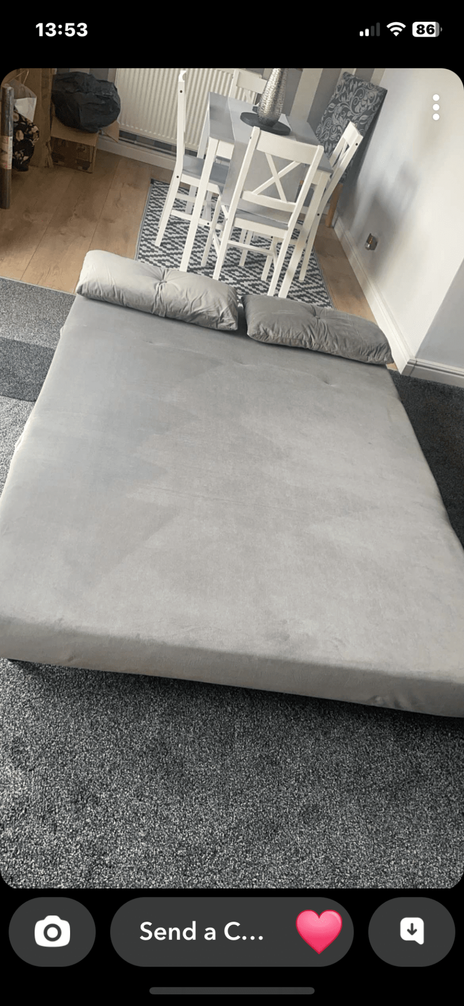 Phoebe grey velvet double sofa bed