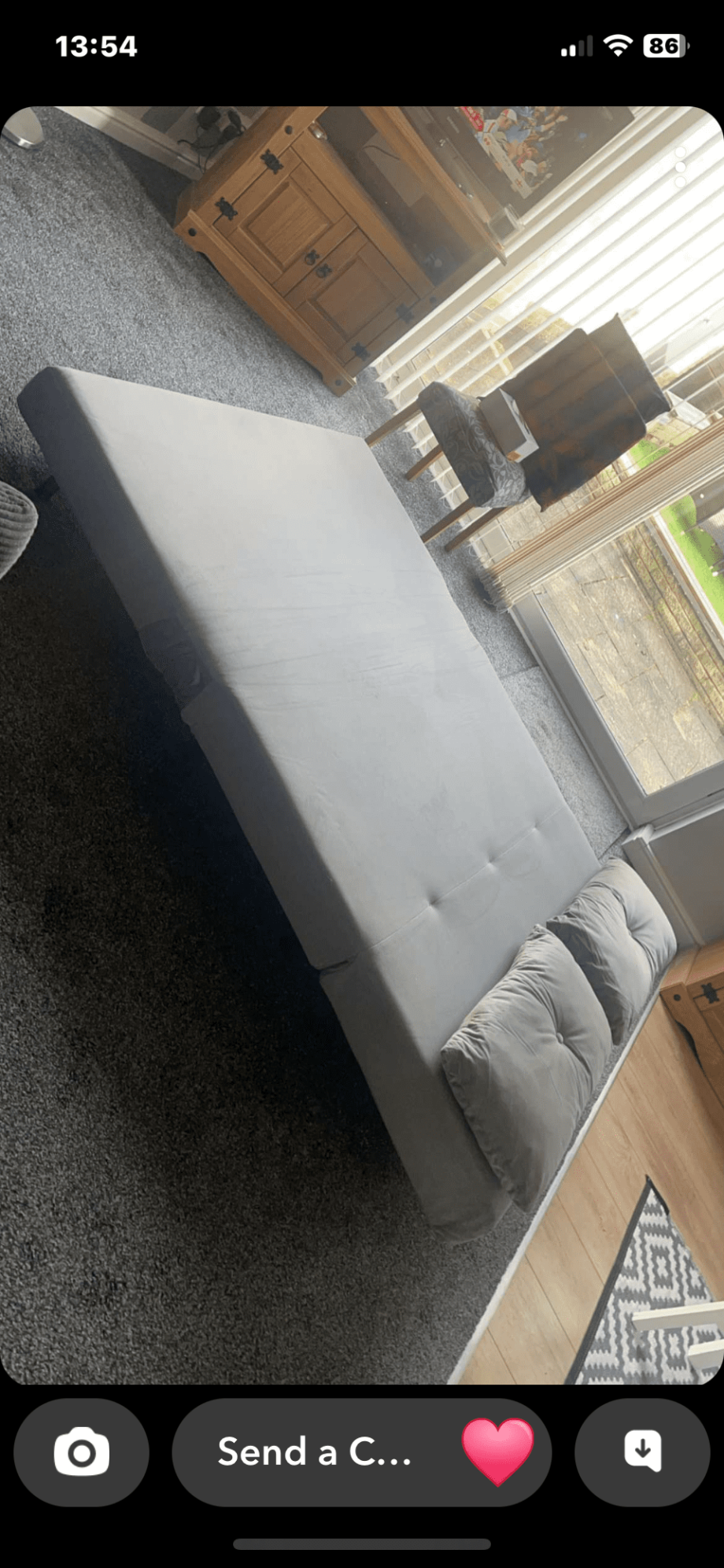 Phoebe grey velvet double sofa bed