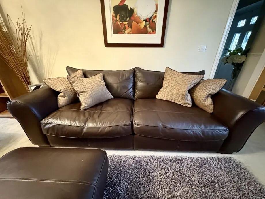 Furniture Village 3 piece chocolate brown leather suite