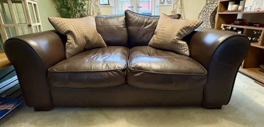 Furniture Village 3 piece chocolate brown leather suite