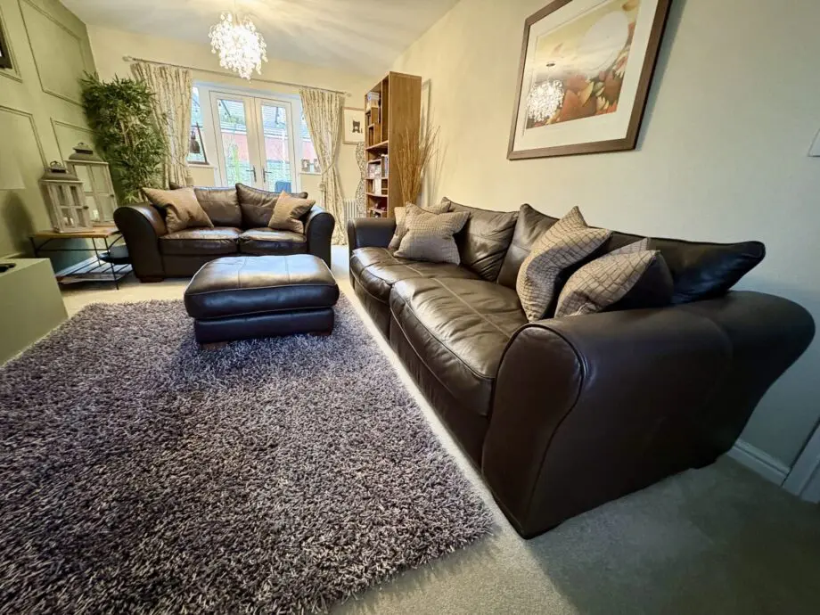 Furniture Village 3 piece chocolate brown leather suite