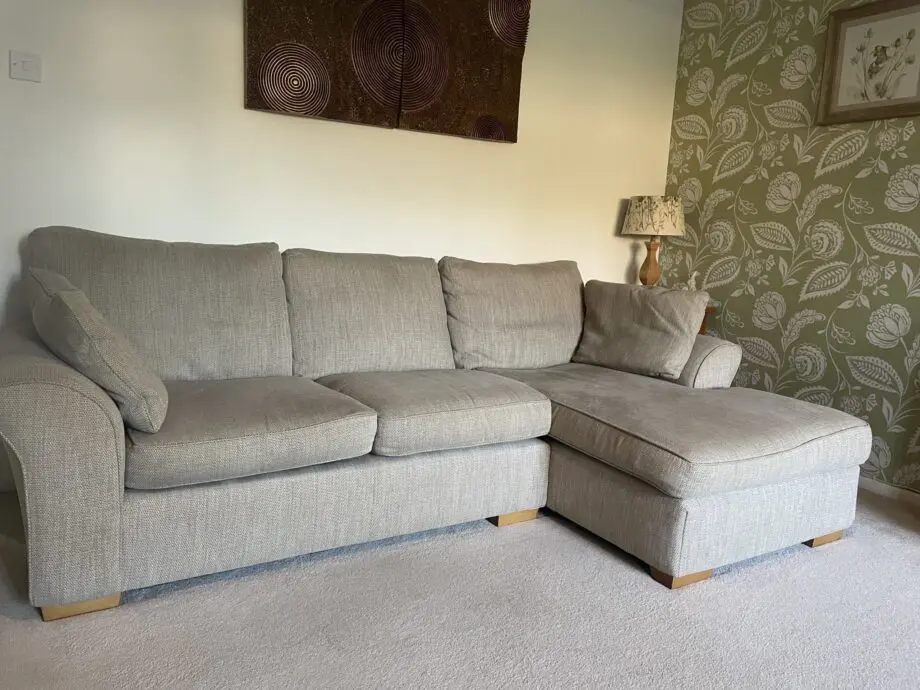 Next, 3 seater sofa with lounger in beige fabric