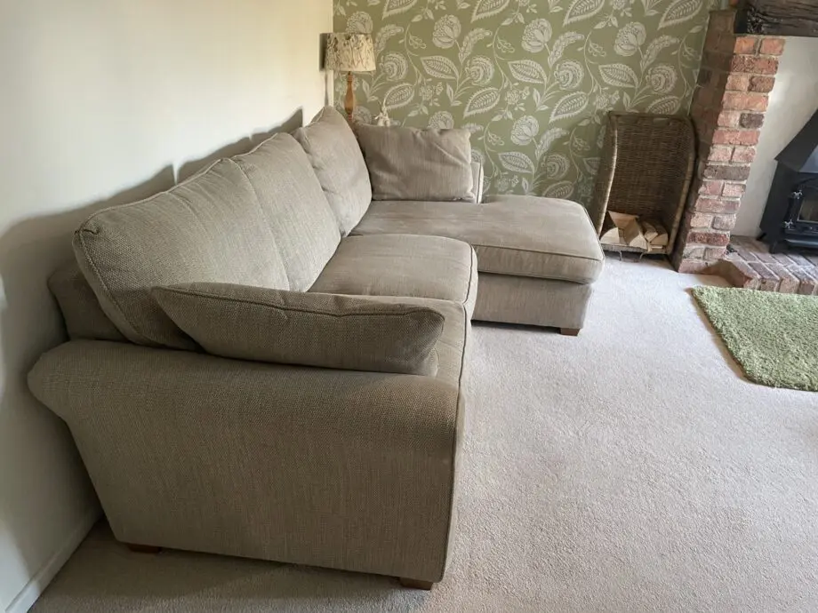 Next, 3 seater sofa with lounger in beige fabric