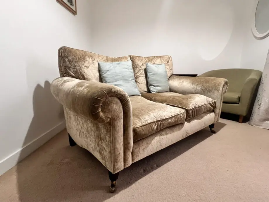 Laura Ashley Exquisite Golden Brown Fabric Two-Seater Sofa