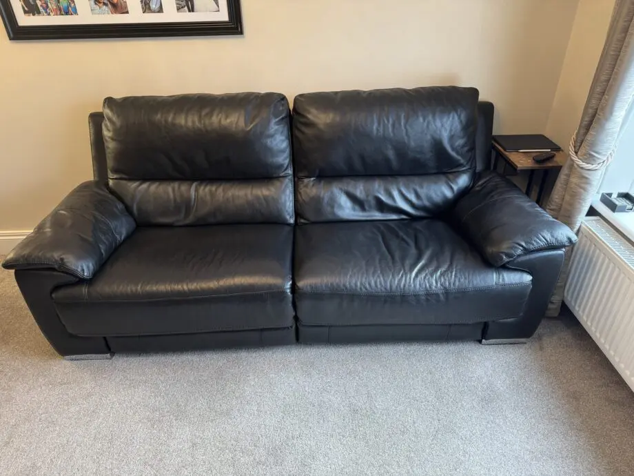 DFS Falcon Black Leather Power Recliner 2 & 3 Seater Set